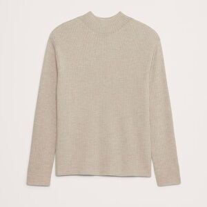 🌿Banana Republic Ribbed Merino Mock-Neck Sweater - Heather Oatmeal🌿